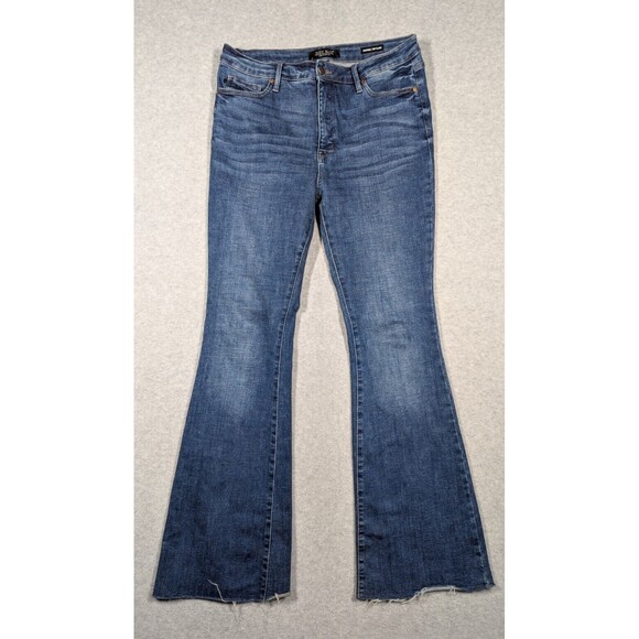 Judy Blue Women Jeans 15/32 Control Top Flare High Rise Raw Frayed Hem Y2k - Picture 1 of 15